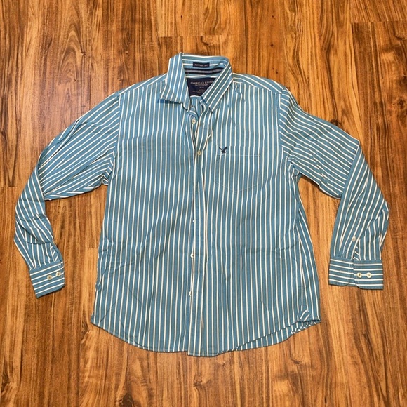 American eagle men’s large shirt button down stripe long sleeve casual work AEO - Picture 1 of 6